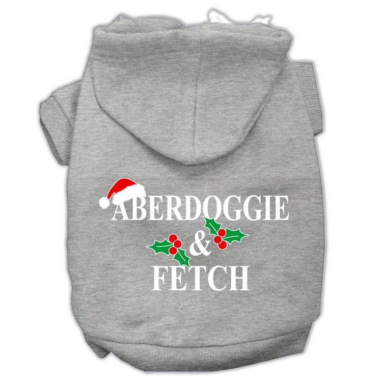 Aberdoggie Christmas Screen Print Pet Hoodies Grey Size XS